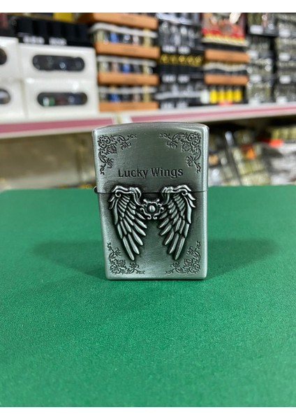 Kanat Figürlü Metal Benzinli Çakmak