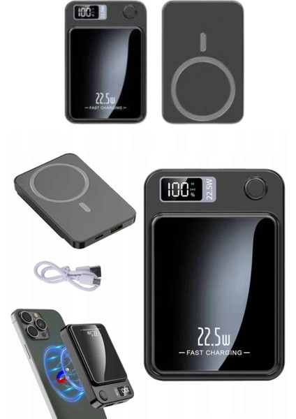 bulurum magsafe powerbank 10.000 mah 22.5 watt hızlı şarj göstergeli kablosuz taşınabilir şarj modelleri