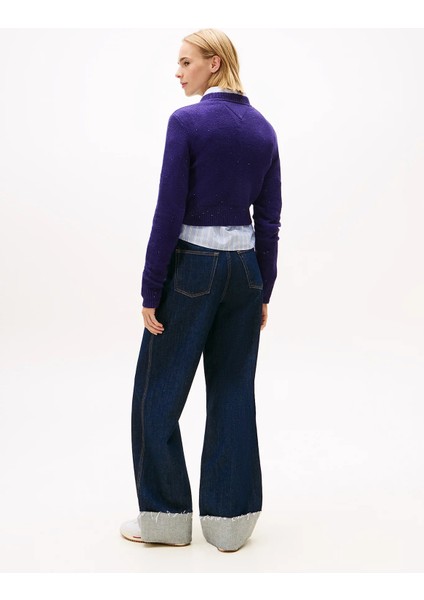 Tjw Işıltılı Bayrak Desenli Kadın Mor Kazak DW0DW21690VLY modelleri