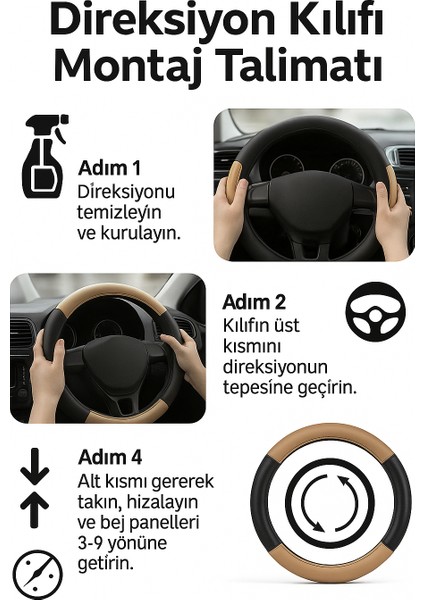 Mercedes-Benz G-Serisi 2019-2025 Geçmeli Direksiyon Kılıfı Delikli Bej Siyah Deri indirimleri