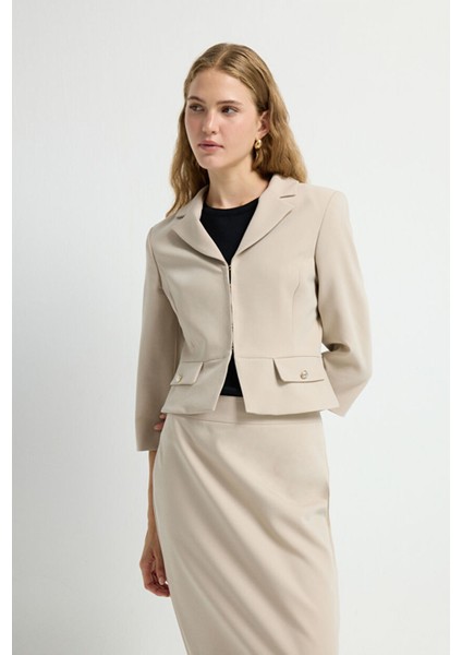 Cep Kapaklı Crop Ceket Bej 11944859001 fırsatları