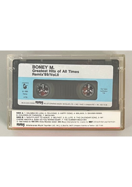 Boney M Greatest Hits Off All Times Vol Iı Kaset (Orijinal Dönem Kağıt Baskı Kaset) fiyatları