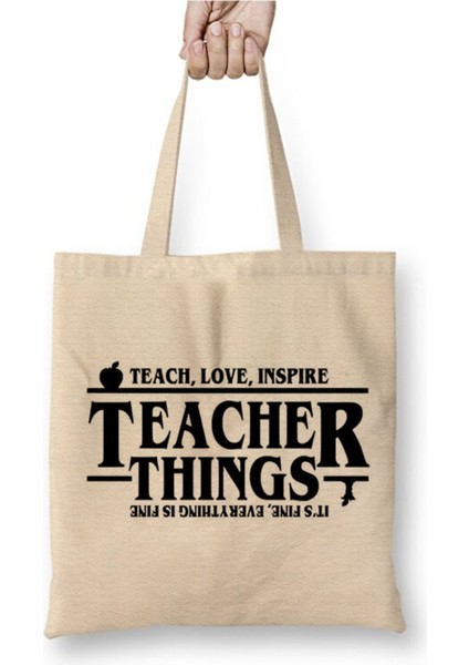 Stranger Things Teacher Öğretmenler Günü Öğretmene Hediye Bez Çanta Uzun Saplı Alışveriş Çantası