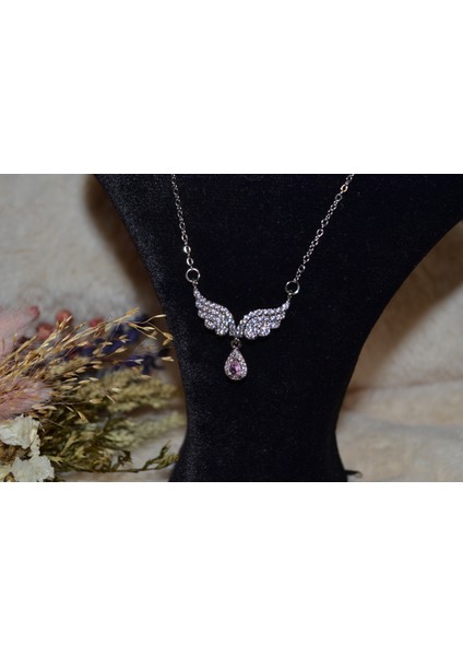 Zarif Kanat Formlu Çelik Kolye