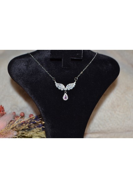 Zarif Kanat Formlu Çelik Kolye