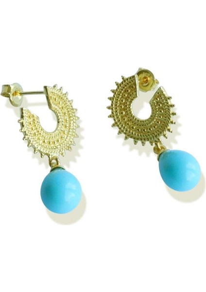 Damla Turkuaz Taşlı Antik Gümüş Küpe fırsatları