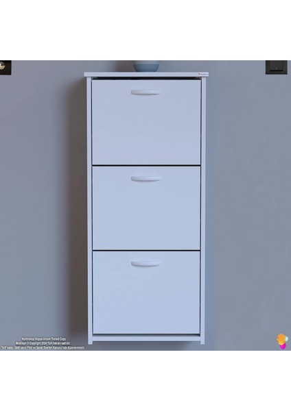 West Asma Kapı Önü 52X116X26 Cm’lik 3 Düşer Kapak 6 Göz Bölmeli Ayakkabılık