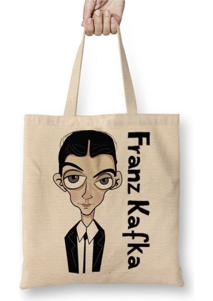 Franz Kafka Beyaz Bez Çanta Uzun Saplı Alışveriş Çantası Plaj Çantası