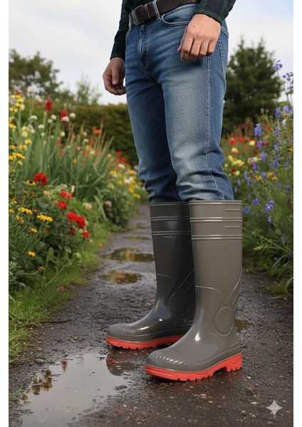 1199 Ulaş 37 cm Uzunluk Pvc %100 Su Geçirmez Tarım Çiftçi Sulama Iş Çizmesi