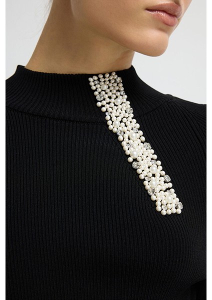 Yakası Detaylı Triko Kazak Siyah 13945643000 fiyatları