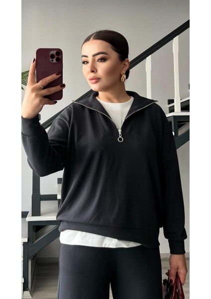 Antrasit Modal Kumaş Yarım Fermuarlı Takım fiyatları