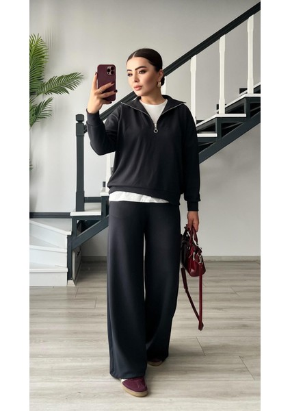 Antrasit Modal Kumaş Yarım Fermuarlı Takım indirimleri