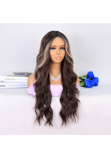 Uzun Kumral Balköpüğü Işıltılı Su Dalgalı Tül Peruk fiyatları