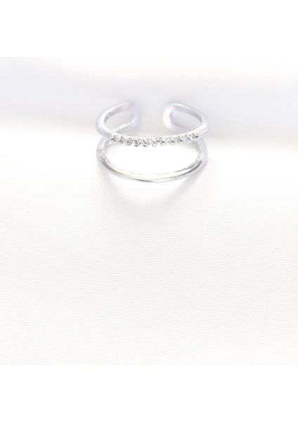 bulurum 2li görünümlü su yolu tasarımlı silver renk ayarlanabilir yüzük fiyatları