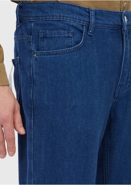 Mavi Düz Slim Fit Denim Pamuk Karışımlı Pantolon modelleri