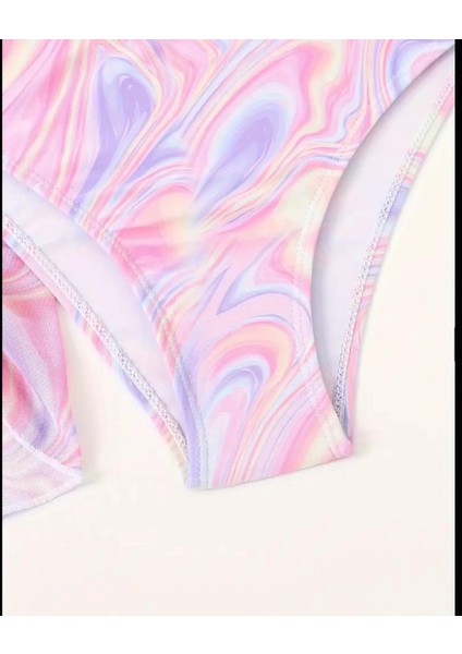 Mayoo Bikiniii Takımı Etek Büstiyer Renkli Pembe Renkli Genç Kız Çocuk Plaj Giyim modelleri