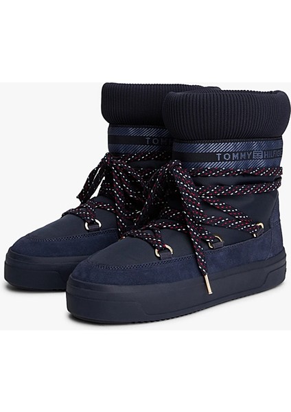 Tommytech Ikonik Şeritli Sıcak Kar Kadın Mavi Bot FW0FW09163DW6 fiyatları