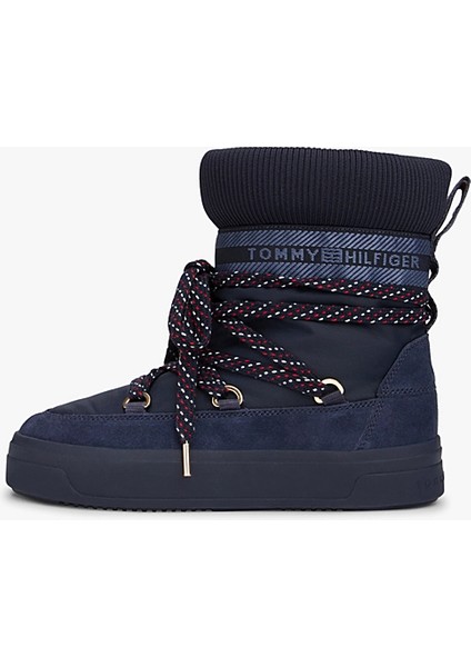 Tommytech Ikonik Şeritli Sıcak Kar Kadın Mavi Bot FW0FW09163DW6 modelleri