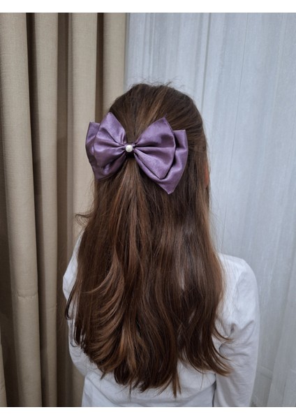 Kadın 3’lü Fiyonk Saç Tokası Seti + Scrunchie Hediyeli - Tozlu Orkide modelleri