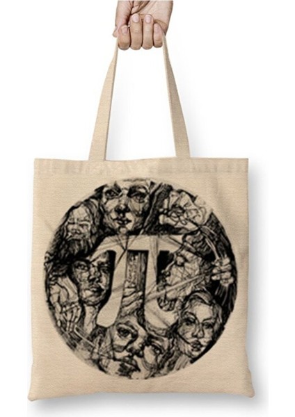 Pi Sayısı Matematik Bez Çanta Uzun Saplı Alışveriş Çantası Plaj Çantası