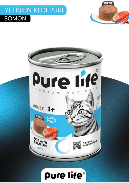 Purelife Pate Somonlu Yetişkin Kedi Konserve Mama 400GR fiyatları