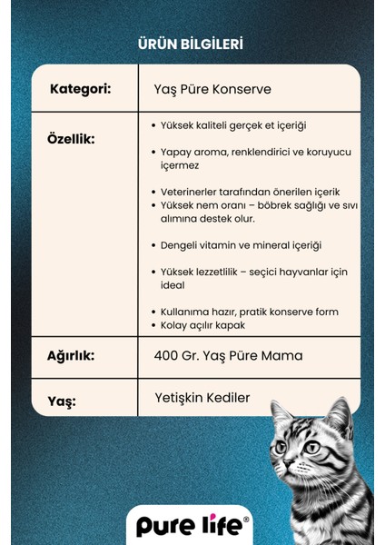 Purelife Pate Somonlu Yetişkin Kedi Konserve Mama 400GR modelleri