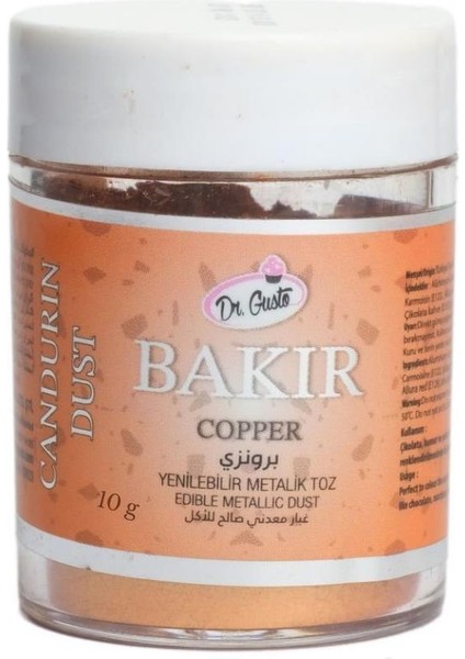 Metalik Toz Bakır Boya 10 G – Pasta, Çikolata ve Şeker Hamuru Için Parlak Efektli Gıda Boyası