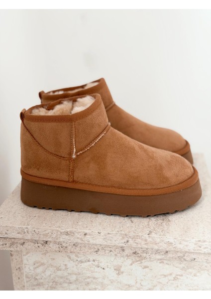 Leonar Kadın Içi Tüylü Bot Taba Süet