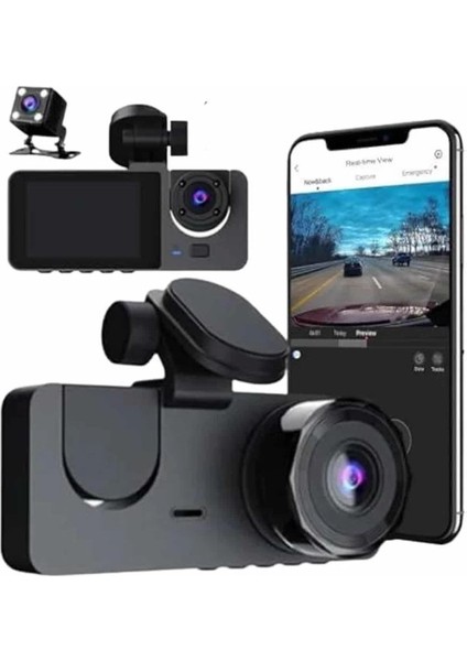 3 Kameralı 2 Inç 1080P Araç Içi Kamera Sürüş Kamerası Carplay modelleri
