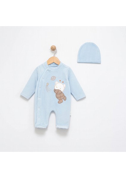 Yıldız ve Ayıcık Nakışlı Kadife Bebe Tulum fiyatları