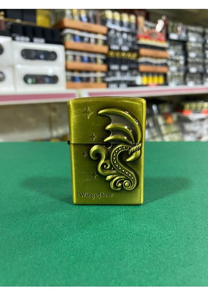 Kanat Figürlü Metal Benzinli Çakmak