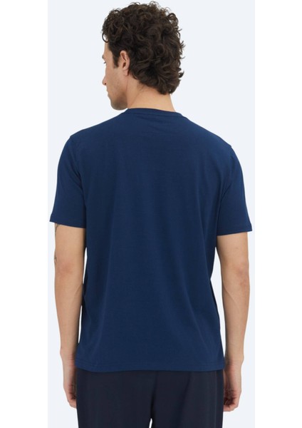 Lacivert Düz Bisiklet Yaka %100 Pamuk T-Shirt indirimleri