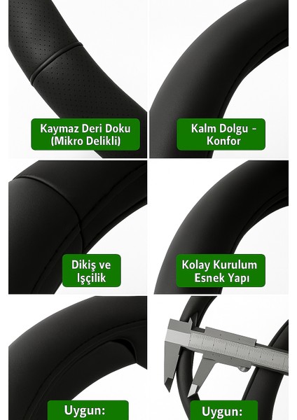 Renault Trafic 2001-2014 Geçmeli Direksiyon Kılıfı Delikli Siyah Deri indirimleri