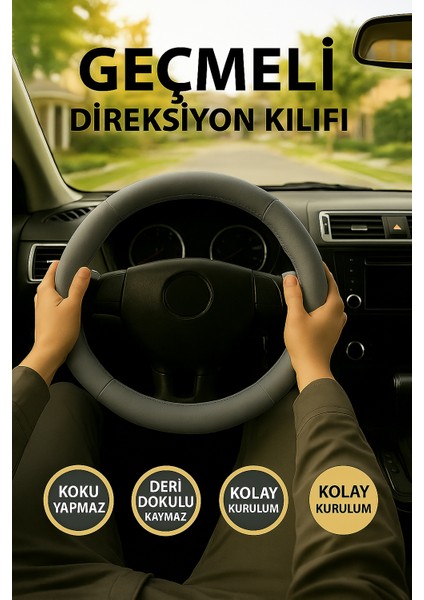 Toyota Hilux 2005-2011 Geçmeli Direksiyon Kılıfı Delikli Gri Deri fiyatları
