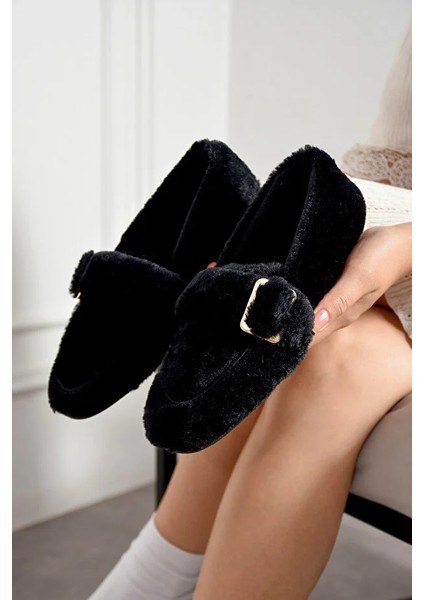 Vera Tavşan Tüyü Lastikli Tokalı Kaydırmaz Taban Kadın Babet Panduf Ev Terliği fiyatları