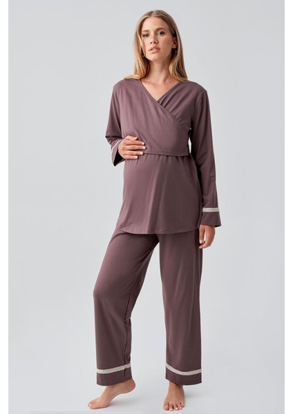 Uzun Kollu Esnek Pamuklu Hamile Pijama Takım 18201 fiyatları