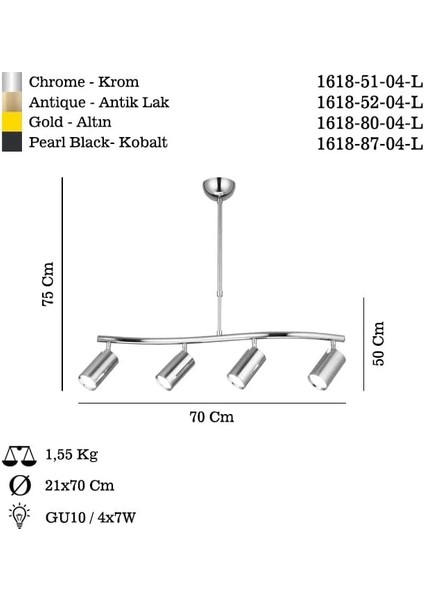 Lıpale 4’lü Krom Sıralı Avize modelleri