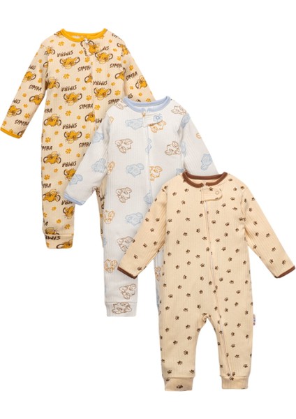 Erkek 9-18 Ay Fermuarlı Simba 3 Lü Tek Tulum Seti indirimleri