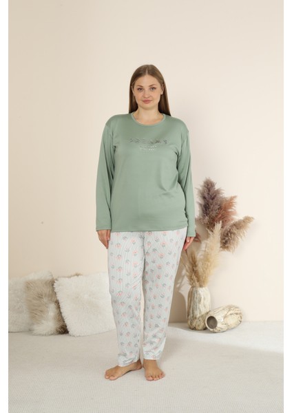 Sandy Soft Termal Kumaş Büyük Beden Kışlık Kadın Pijama Takımı 8050 fiyatları