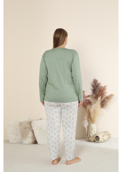 Sandy Soft Termal Kumaş Büyük Beden Kışlık Kadın Pijama Takımı 8050 fırsatları