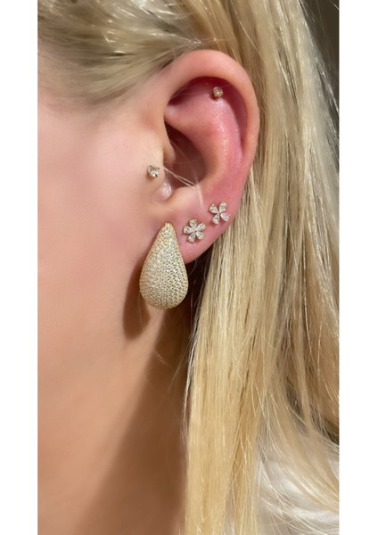 Ithal Yüksek Kalite 3'lü Çiçek Küpe