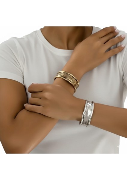 Altın/gümüş Kaplama Organik Tasarım Tekli Bileklik | Kombin Şık Kadın Bilekliği
