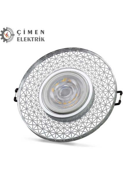 Noas YL65 1767 Iris LED Çerçeveli 4000K Yuvarlak Kristal Cam Spot Kasa - Priz ve Anahtar Için Uyumlu Çerçeve