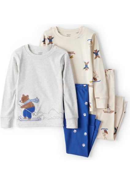 Erkek Bebek Ekru Pijama Set