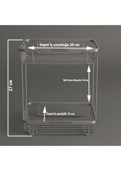 Iki Katlı Krom Banyo Şampuanlık Kare Tasarım Çift Kat Duş Rafı Paslanmaz Metal Duvar Organizeri fiyatları