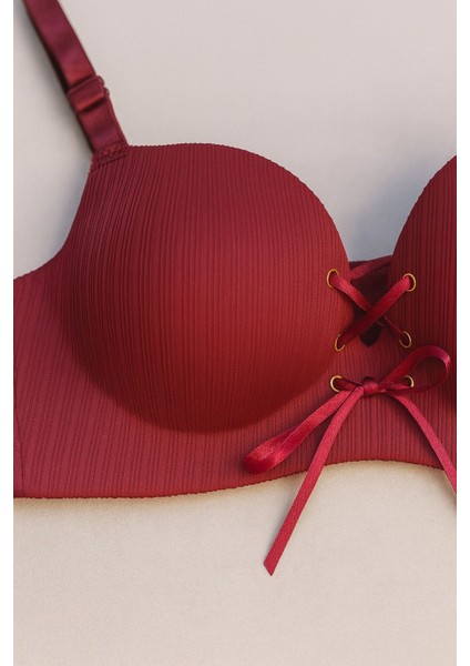 Bordo Bağcıklı Dolgulu Sütyen - Şık , Destekleyici ve Feminen Tasarım modelleri