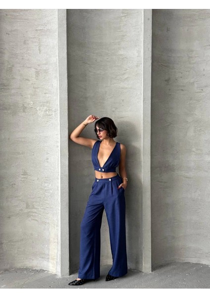Crop Pantolon Keten Takım S255012 fiyatları