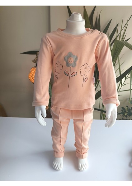 Kız Bebek Vikvik Oyuncaklı Üçlü Takım (Omuzdan Çıtçıtlısweatshirt+ Vikvikli Yelek+Pantolon) modelleri