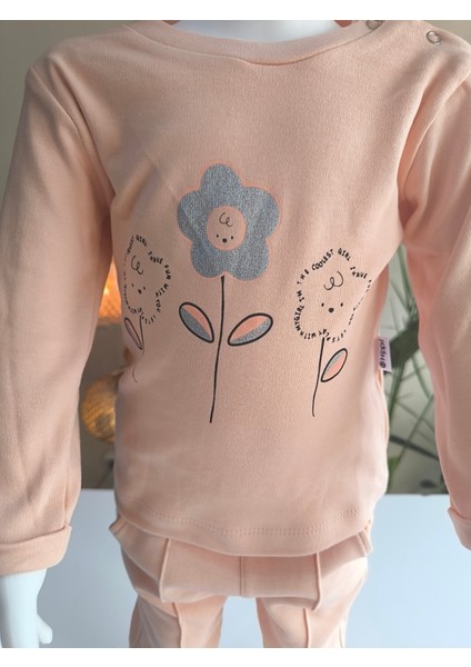 Kız Bebek Vikvik Oyuncaklı Üçlü Takım (Omuzdan Çıtçıtlısweatshirt+ Vikvikli Yelek+Pantolon) fırsatları