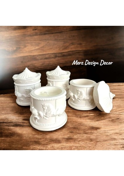El Yapımı Kapaklı Beton Dekoratif Atlı Karınca Carousel Kutu modelleri